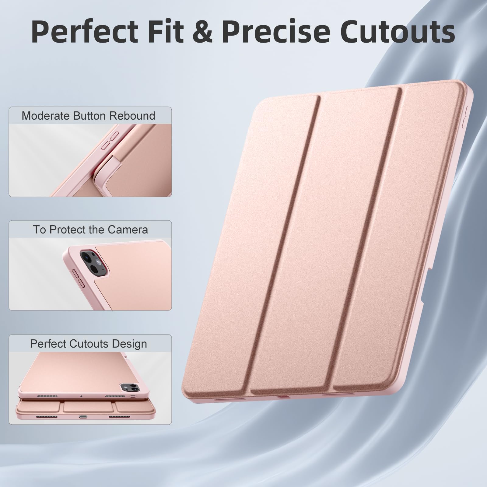 Funda para iPad Pro de 13 pulgadas 2024 (M4) con soporte para lápices, cubierta trasera de TPU suave para iPad Pro 13, soporte triple, soporte para lápiz Pro y lápiz (USB-C), encendido y