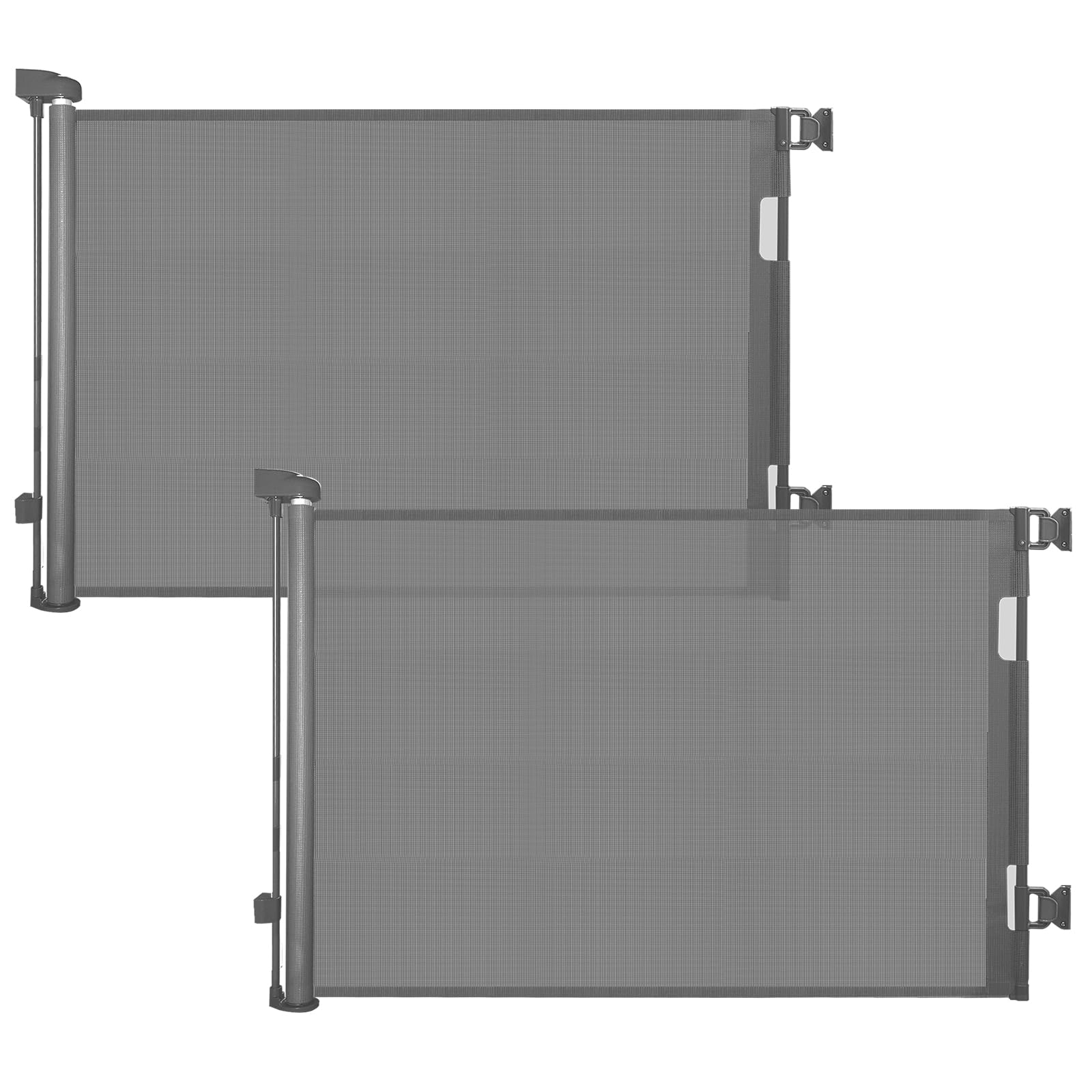 Photo 1 of 2-Pack Retractable Baby Gate for Stairs-33”Height, Expands up to 55”Width-Safety Gate for Infants, Toddlers, Dogs & Pets-Easy Install, Secure Closure, Gray Mesh Design for Indoor & Outdoor Use