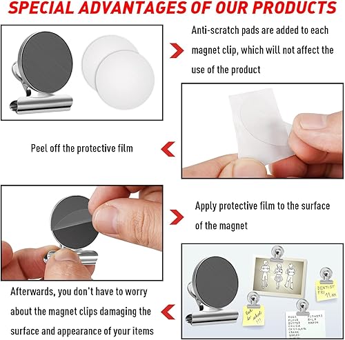 Vista 17 de FINDMAG Paquete de 12 clips magnéticos para colgar fotos y mostrar fotos, ideal para refrigerador, exhibición de fotos de graduación y soportes