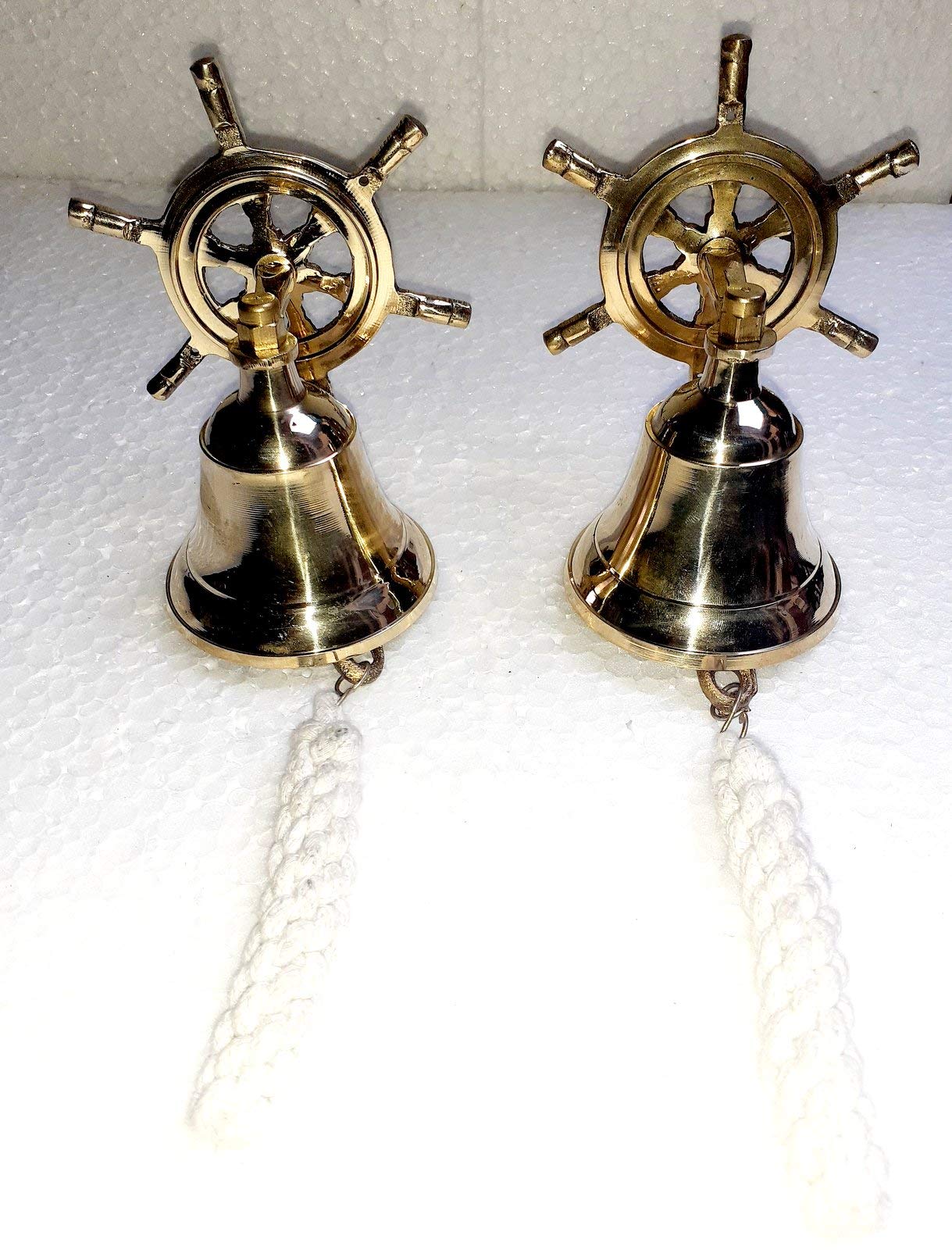 Lot de 2 cloches murales laiton massif pour maison salon temple extérieur