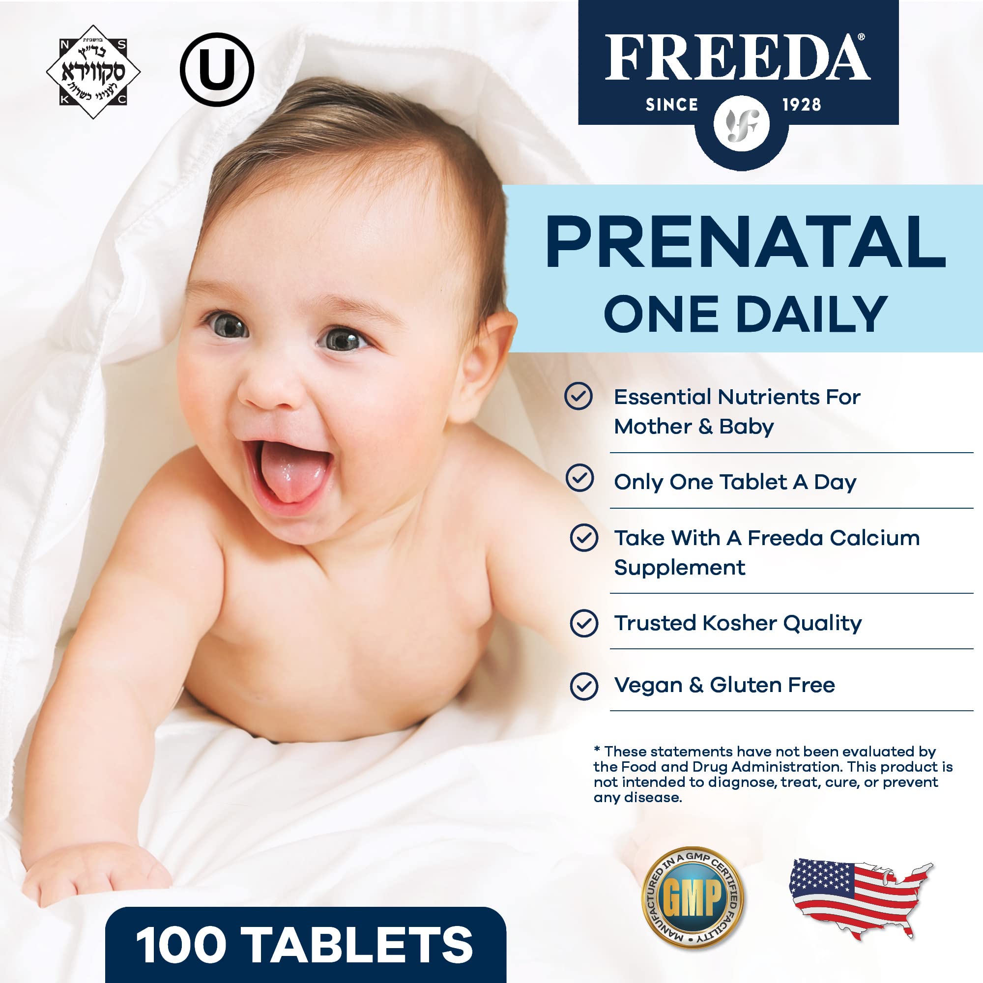 FREEDA Prenatal Vitamins for Pregnant Women – 100 Tablets — Amazon image 2