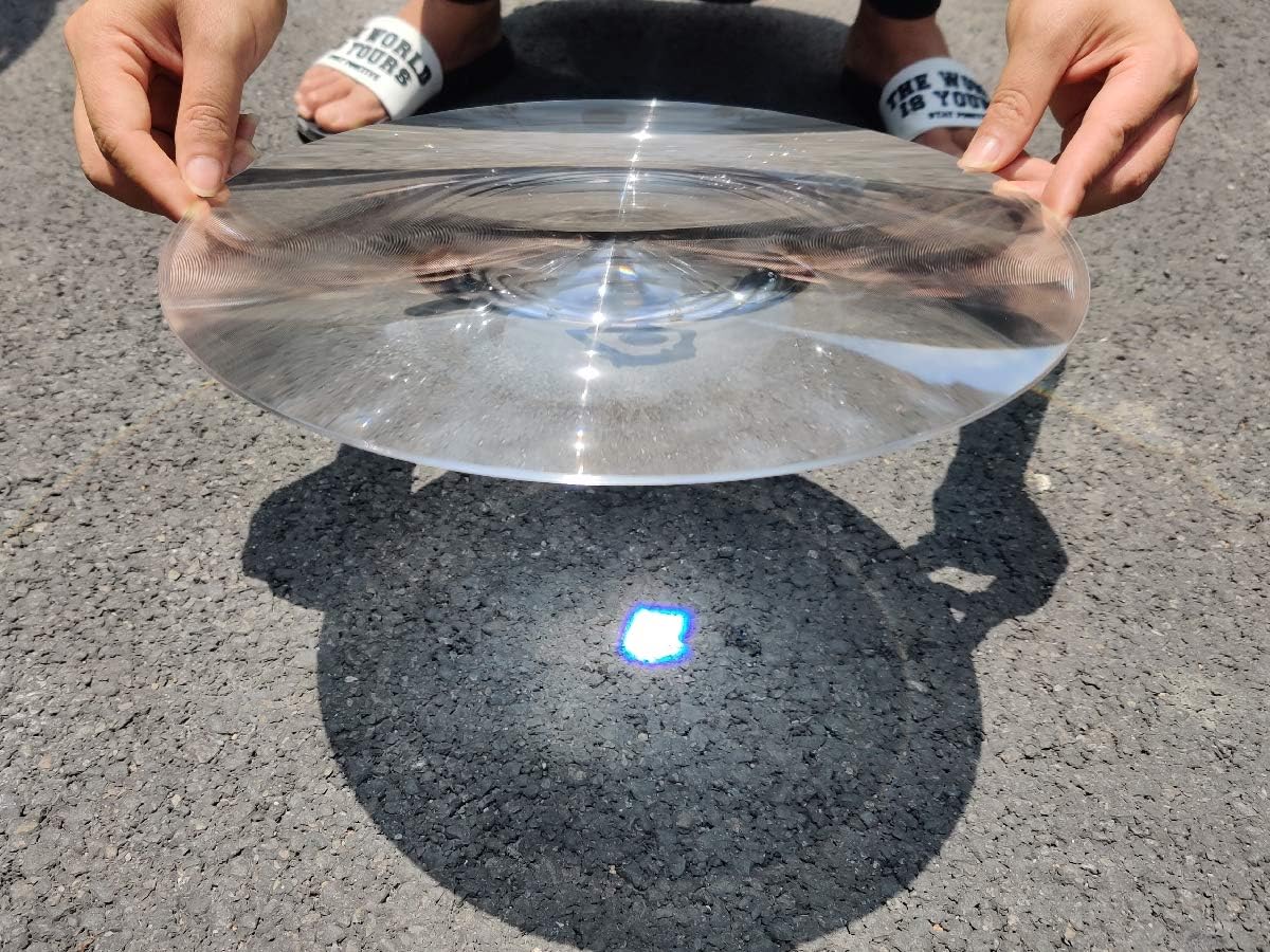 2-Pack Round Fresnel Lens Diameter 400MM Focal Length 240mm Acrylic Lenses for Solar Collecting,Cooking Outside,Solar Energy Fresnel Lens Magnifier Solar Projector fire Starter