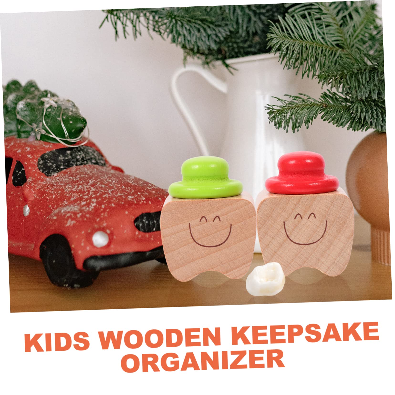 ERINGOGO 4Pcs Wooden Tooth Holders Tooth Saver Keepsake Organizers for First Teeth Durable Supply present and for Boys