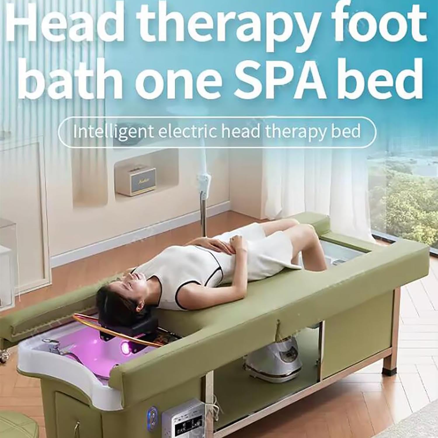 Profesjonalna leżanka do szamponu do pedicure z elektryczną regulacją oparcia, basen fumigacyjny i hydroterapeutyczny do spa i salonów