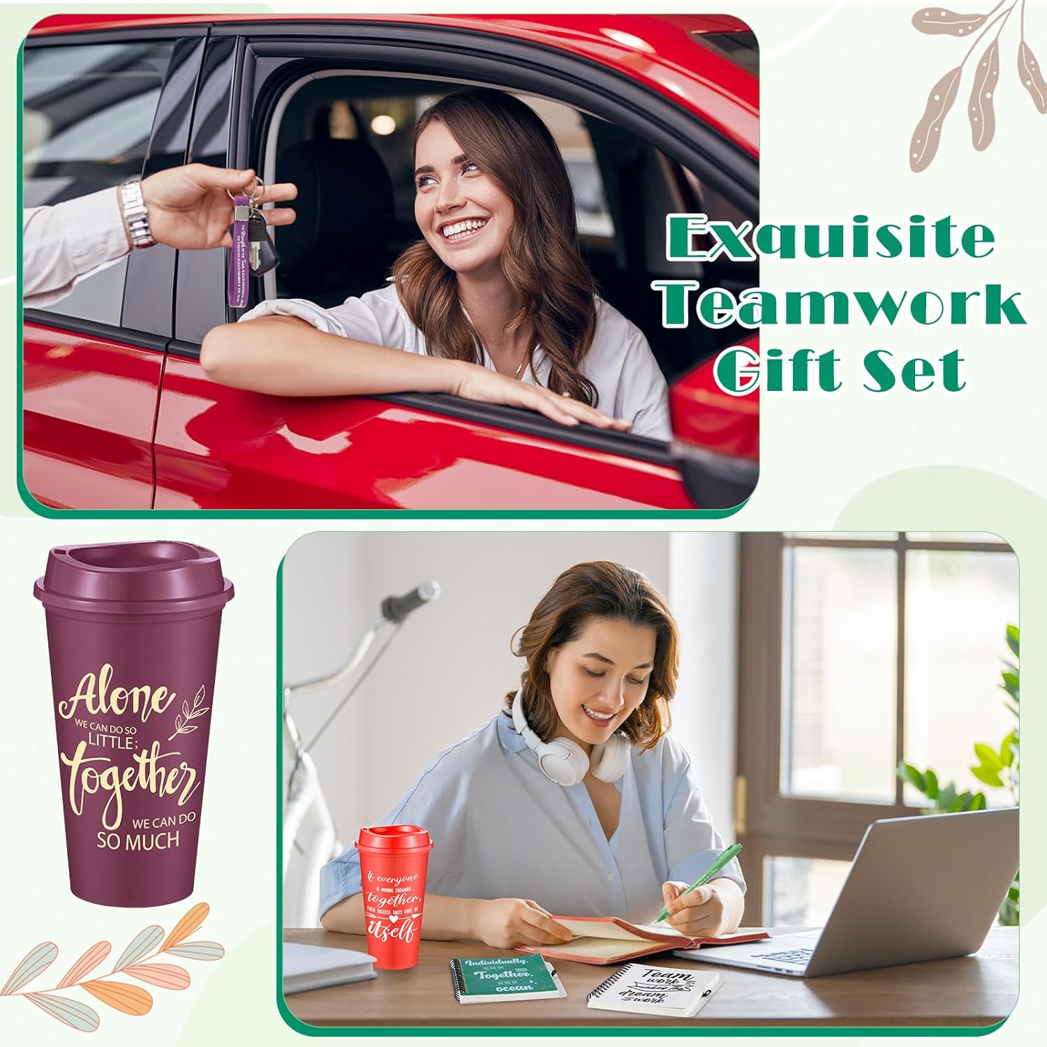 Skylety 24 Set / 96 Pcs Team Appreciation Gift Set Inspirational Employee Christmas Gift Bulk 16 oz Coffee Cups with Team Notebook Pen Keychains for Staff Teacher (Classic Color) - Image 7