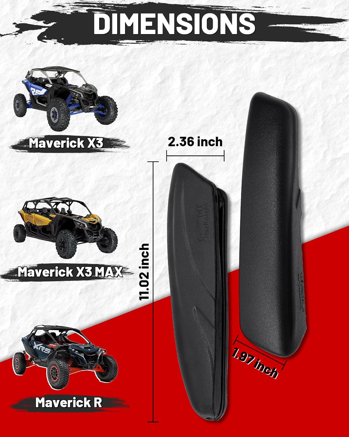 StarknightMT Seat Side Pads Compatible with Can-Am Maverick X3 / X3 MAX/R 2017-2025, PU Foam Cushion Assembly for Thigh Support & Comfort, UTV Accessories (Black)