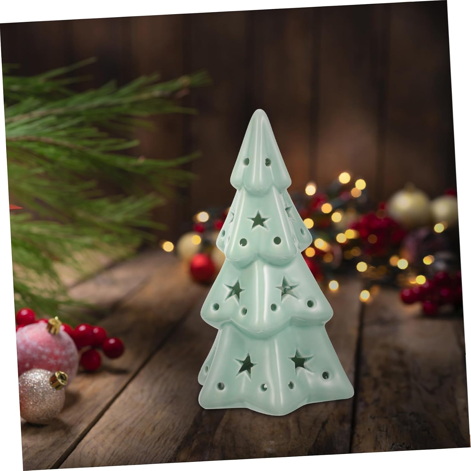 TEHAUX Ceramic Christmas Tree Desktop Ornament Festive Table Decoration for Xmas Parties Unique Holiday Centerpiece Elegant Xmas Decor for