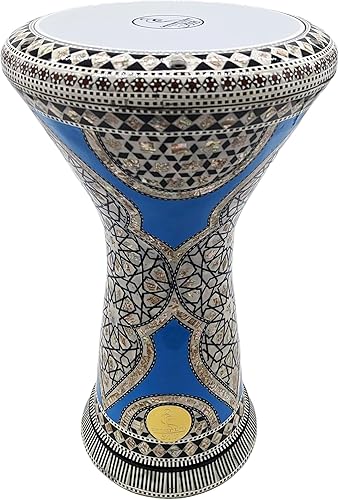 Miniatura 51 de El impresionante Darbuka Doumbek Gawharet El Fan metálico de 17.75 pulgadas (negro metálico)