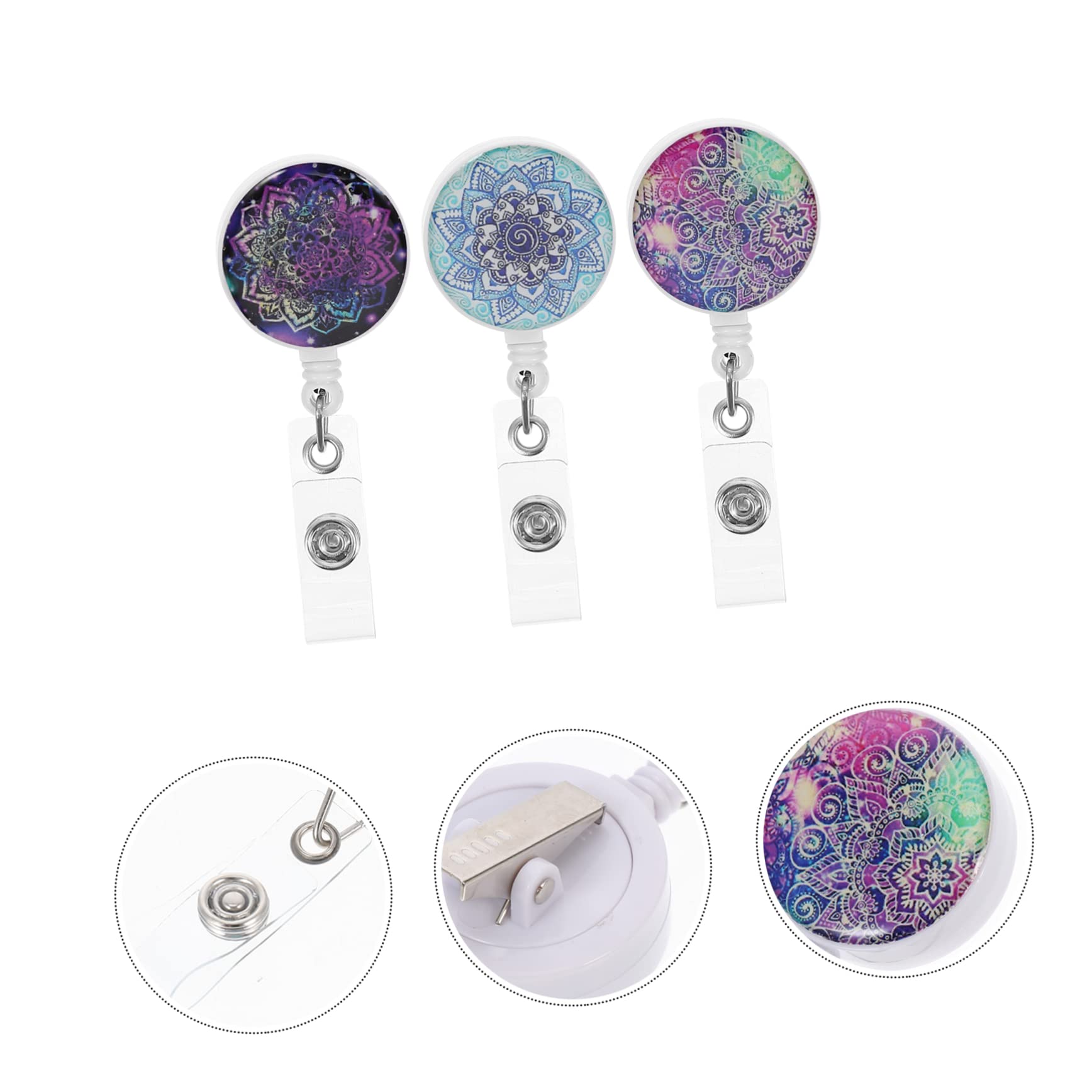 Lurrose 4 Set Di Porta Tessere Identificative Cordini Porta Badge Retrattili Clip Per Badge Rotanti Fibbie Per Badge Per Forniture Di Lavoro 3 Pezzi * 4
