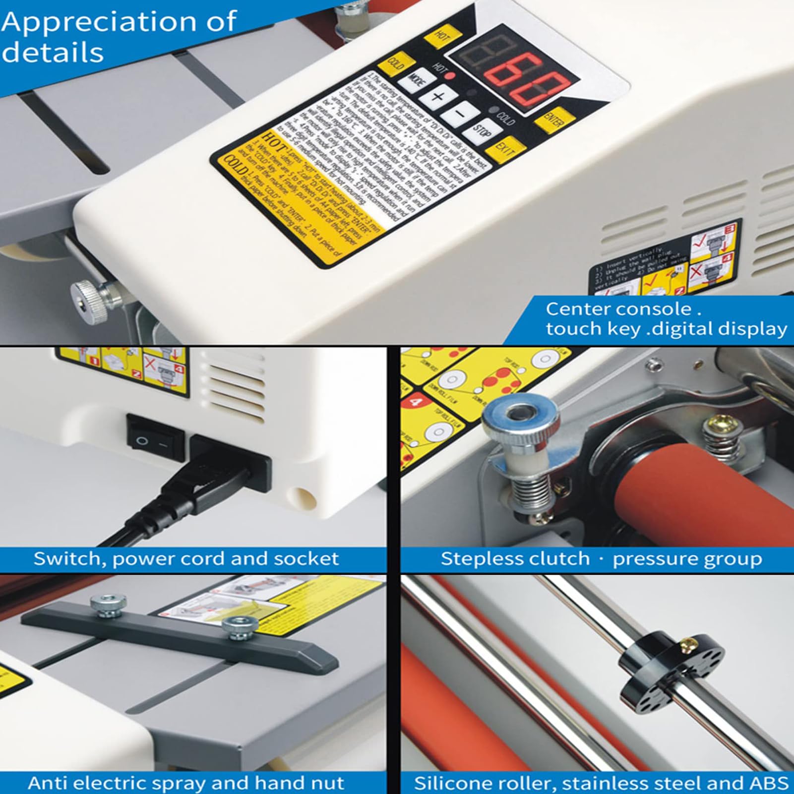 Plastificatrice a Caldo e Freddo, Macchina Plastificatrice A2 a Singola/Doppia Facciata con Trasmissione a 9 Velocità e Inserimento Automatico della Pellicola, Protezione Machine (Excluding Membrane)
