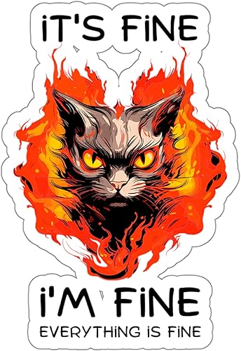 No Thorns Media Im Fine Its Fine Everything is Fine - Calcomanía de vinilo para acampar y aventuras, pequeña botella impermeable, libro de
