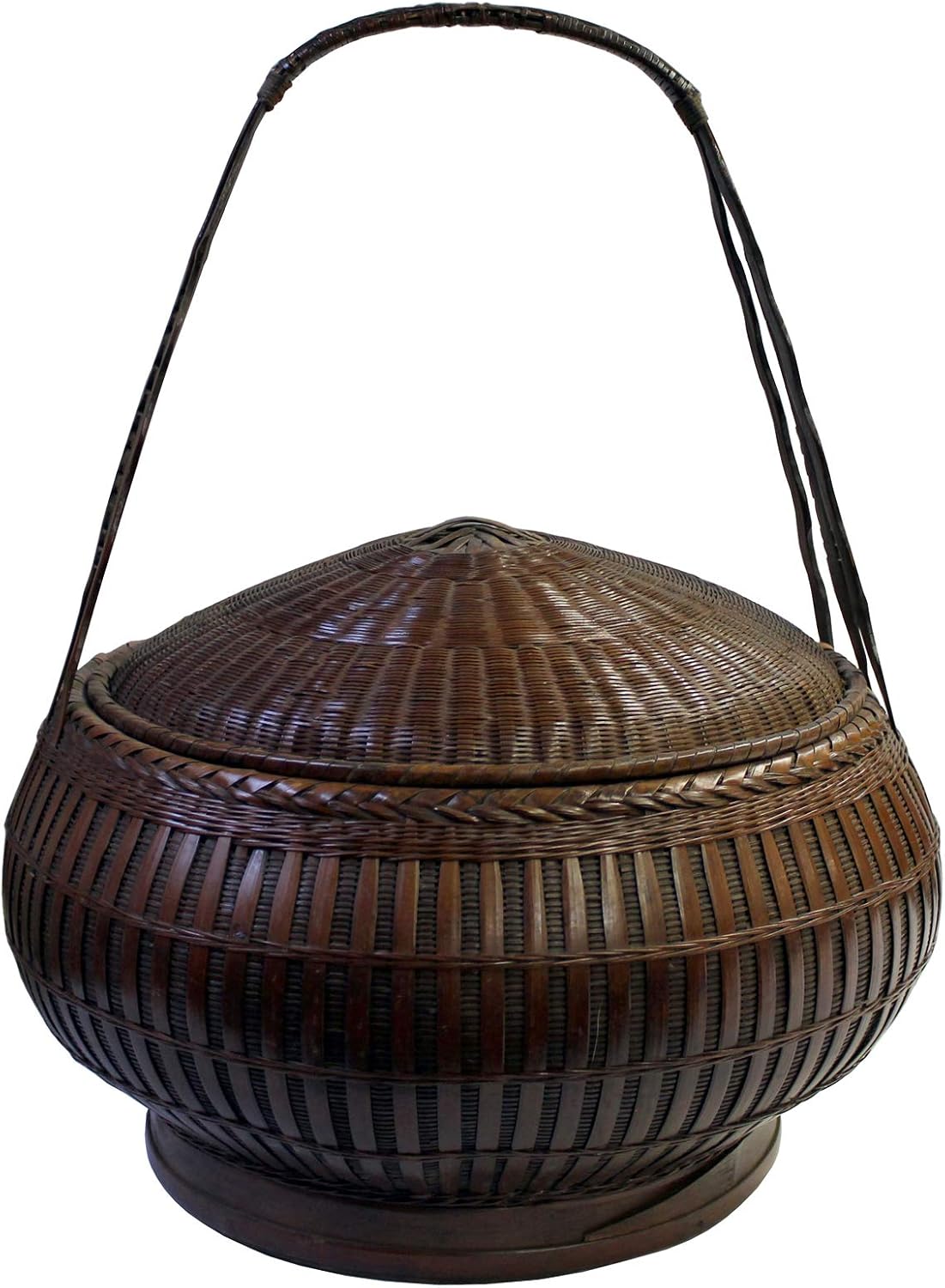 Oriental Handmade Brown Rattan Basket with Long Handle Aws460