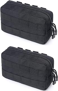 TRIWONDER 2 Pack Molle Pouches Tactical Multi-Purpose Compact Waist Bags Utility Pouch (Black)