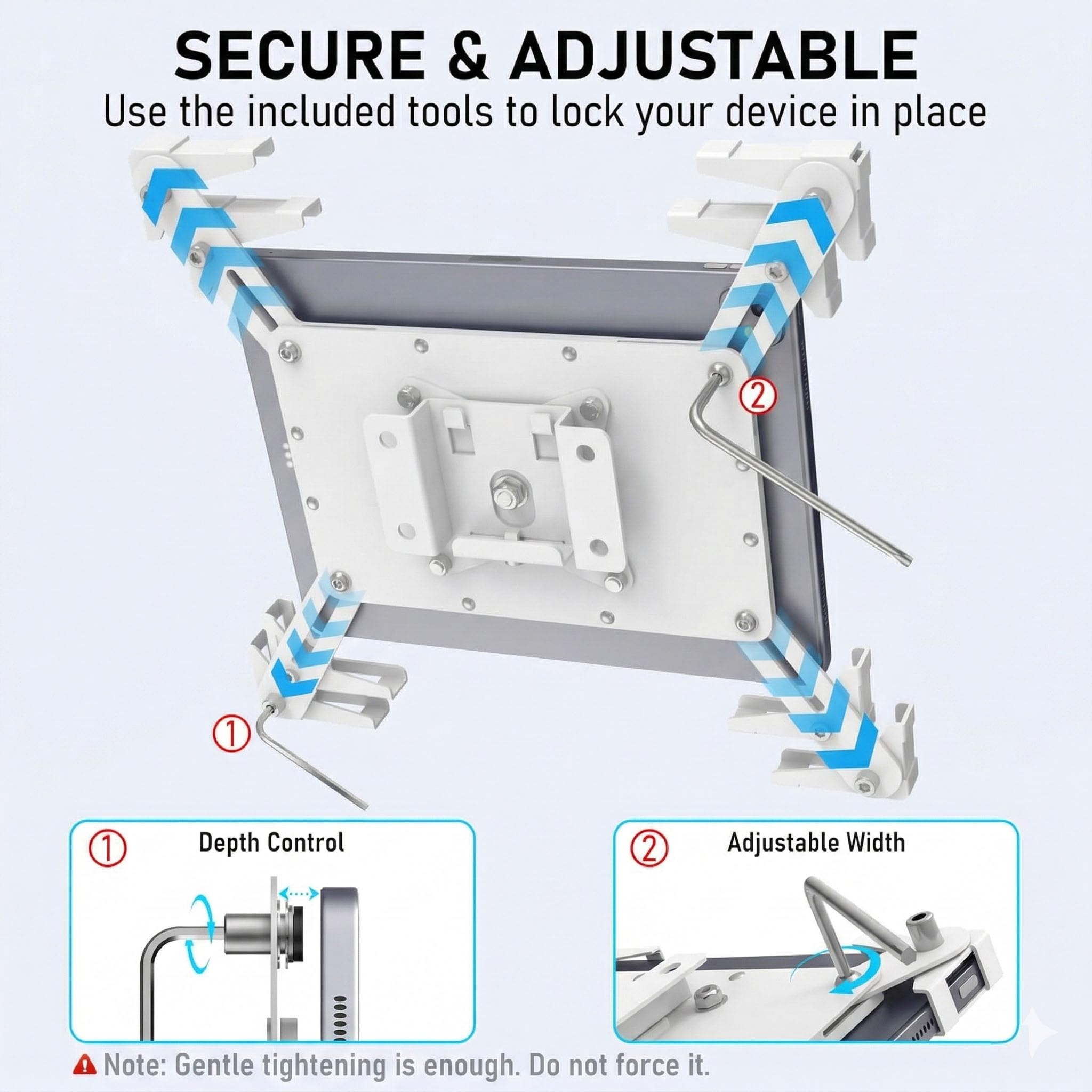 Soporte De Pared Para Tablet, Carcasa De Metal Antirrobo iPad Para Quiosco POS, Smart Home, Soporte VESA 75x75 De Bajo Perfil, Vertical U Horizontal, Para 10-14 Pulgadas Pro Air Galaxy Tab, Blanco
