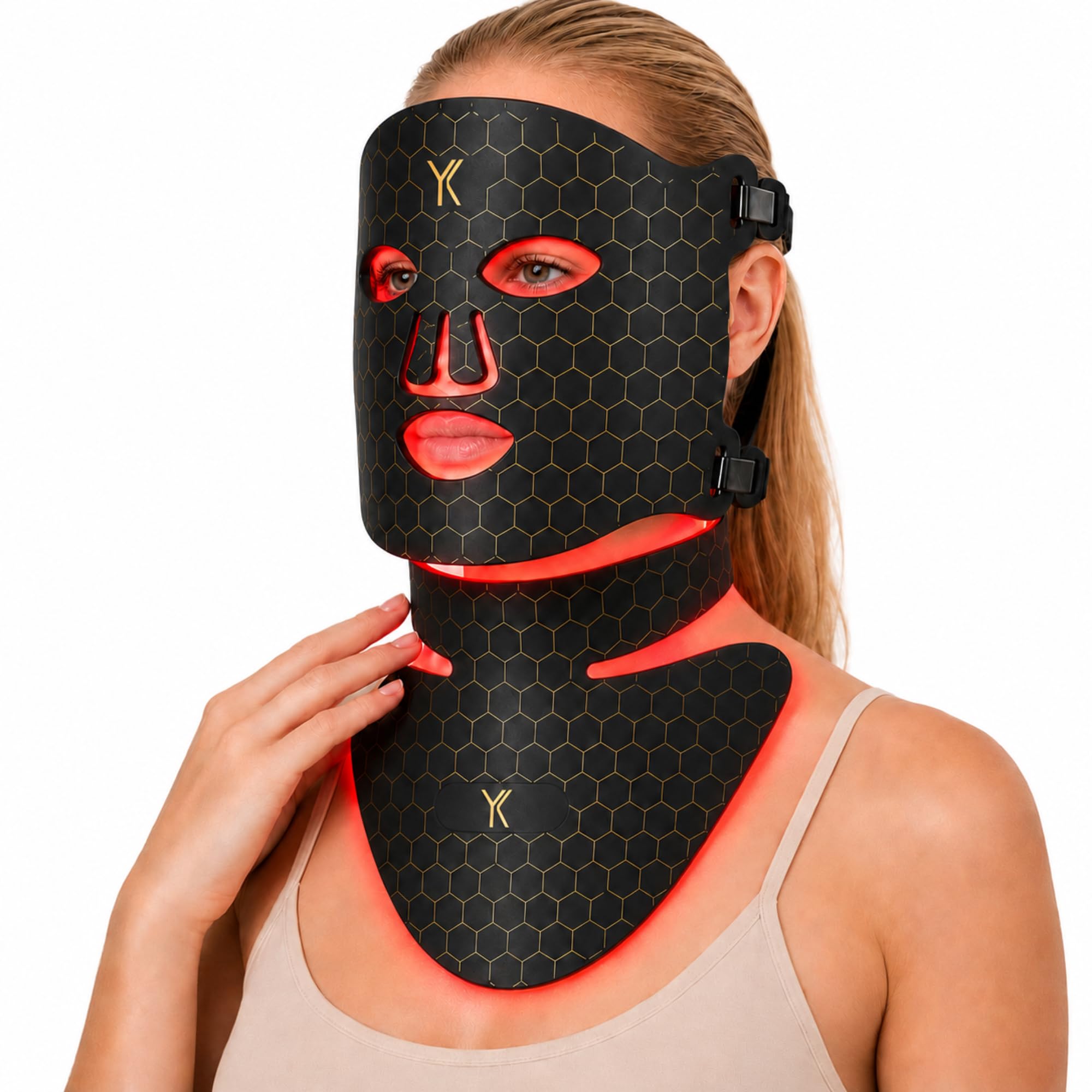 Photo 1 of YIKIPRO LED Red Light Therapy Mask for Face, Neck and Chest, 7 Light Modes with 850nm NIR Light, 840 Beads, IPX6 Waterproof Rechargeable At-Home Skin Care Device