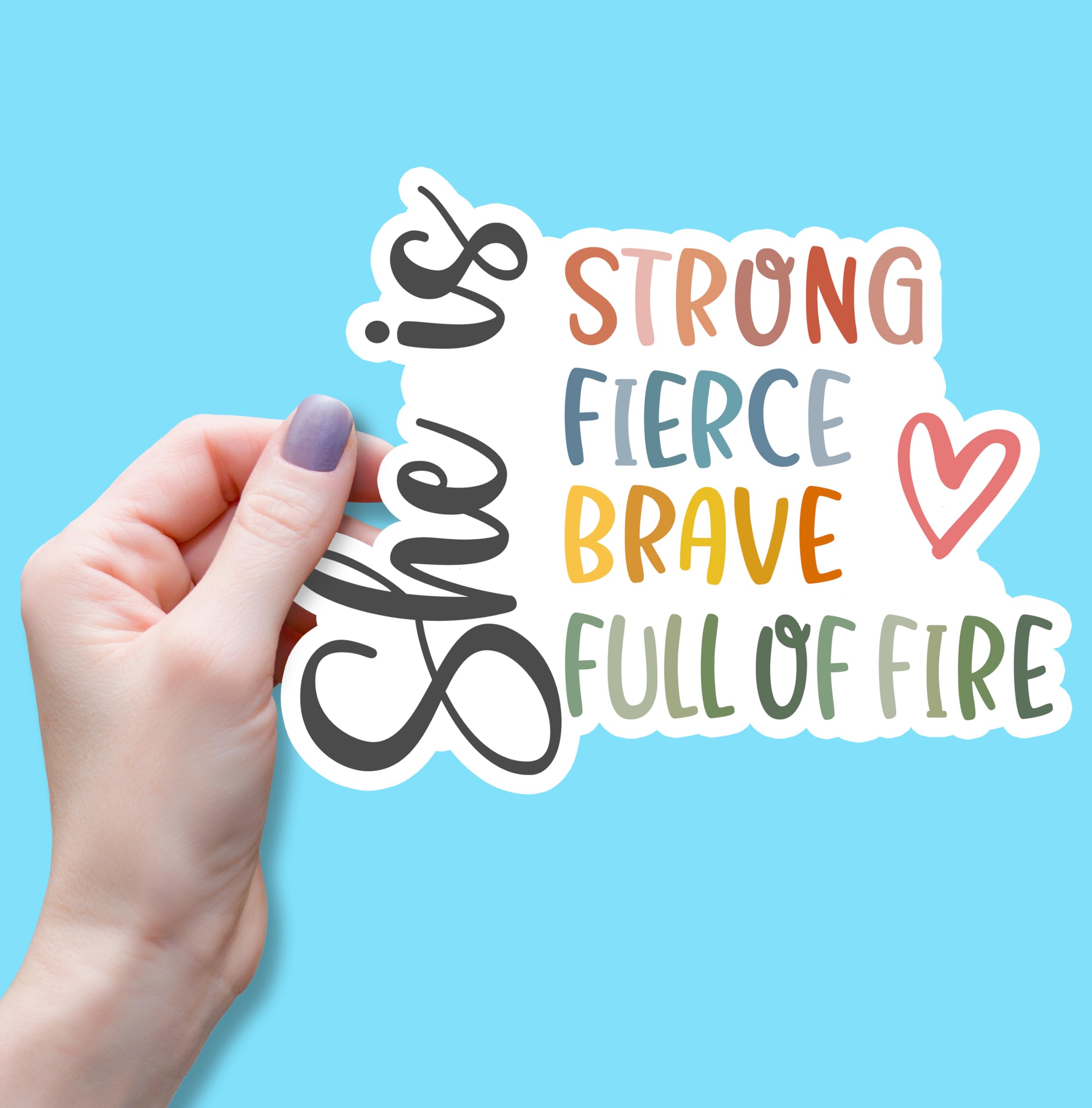 Photo 1 of (3PCS) She is Strong Fierce Brave Full of Fire Sticker, Funny Stickers Motivational Sarcastic Inspirational Vinyl Sticker Decals for Books Laptops Phone Water Bottles Tumbler Cup Kindle 3x2.7 Inch