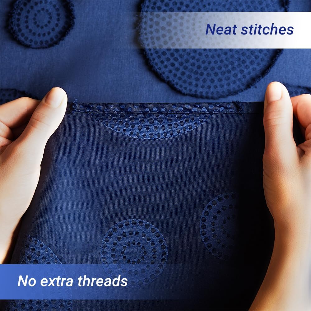 Waterproof Fabric Shower Curtain for Bathroom - Washable, 72"x72", Boho Style, Textured Jacquard, Hotel Quality, 12 Metal Hooks, Navy Blue