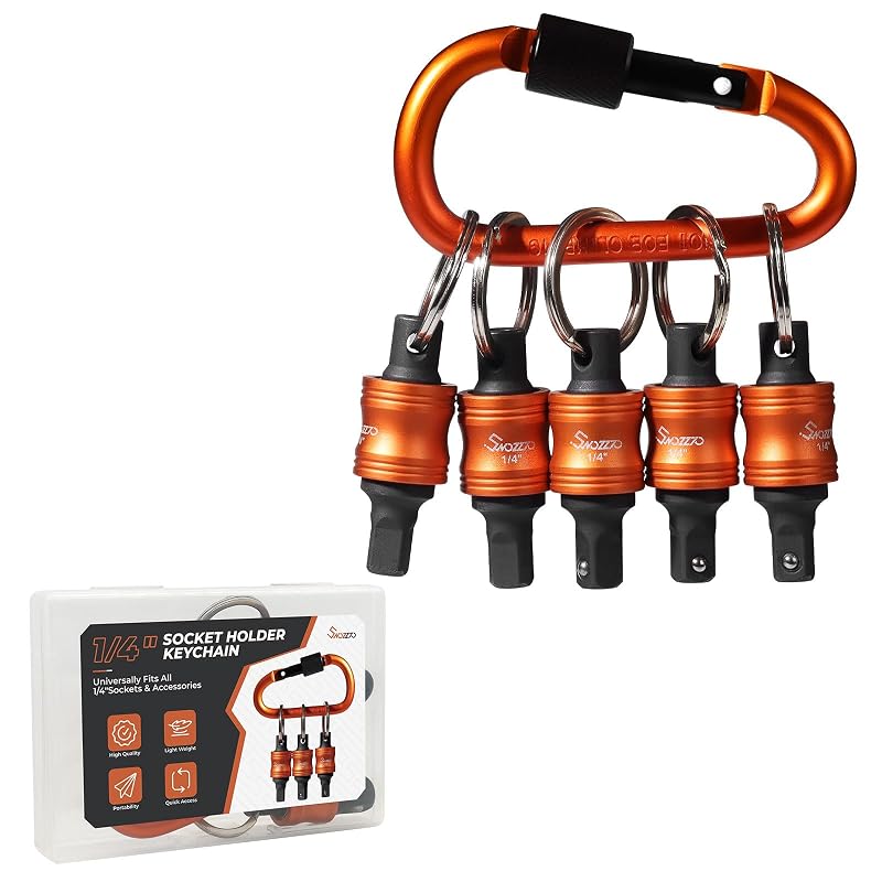 Kit organizador de soquetes com engate rápido e trava Swozzto, acionamento quadrado de 6,35 mm (1/4 pol.), 5 peças