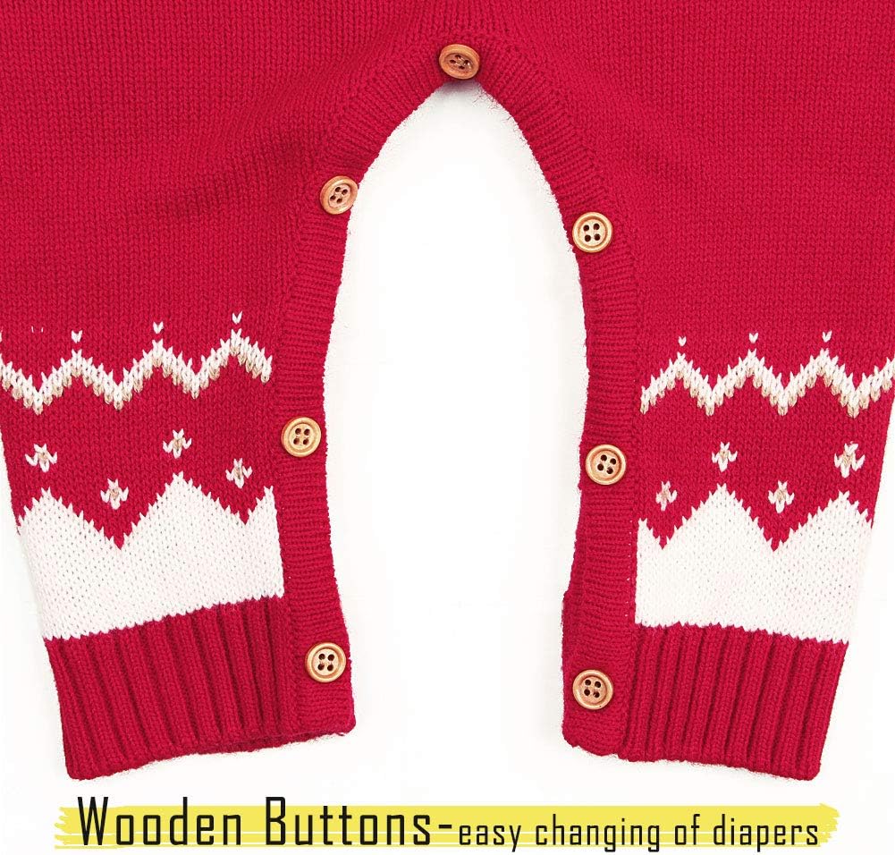 mimixiong Baby Christmas Sweater Toddler Reindeer Outfit Long Sleeve Red Clothes