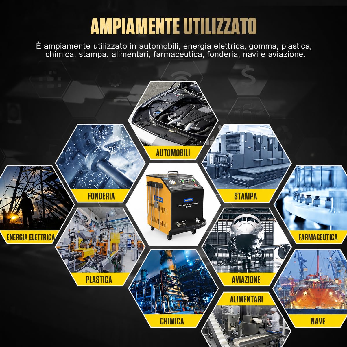 AUTOOL Macchina di sabbiatura del ghiaccio secco automobilistico, pulitori di esplosione di ghiaccio secco per acceleratore, valvole di aspirazione, componenti del motore, camere di combustione del