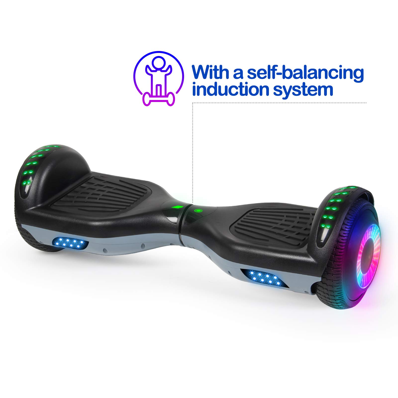 SISIGAD Hoverboard with Bluetooth Speaker and Led Lights, Smart 6.5