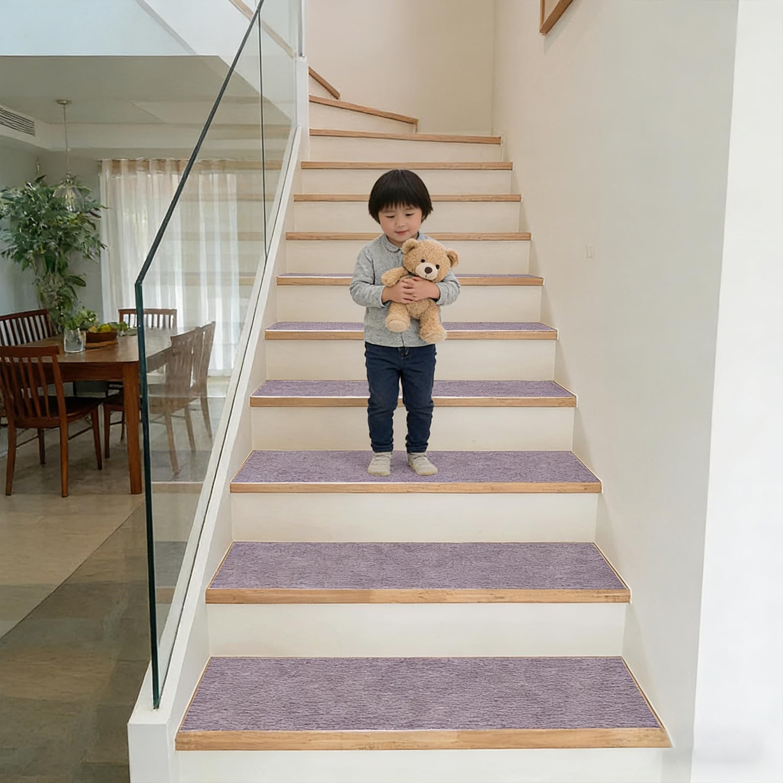 Alfombras para escaleras autoadhesivas recortables reutilizables pack 5 alfombrillas 42x94