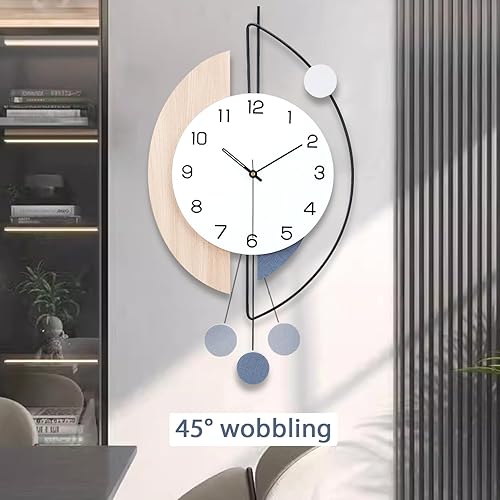 Miniatura 6 de Reloj de pared grande decorativo con péndulo, funciona con pilas, reloj de pared de cuarzo de calidad silenciosa para sala de estar, cocina, hogar,