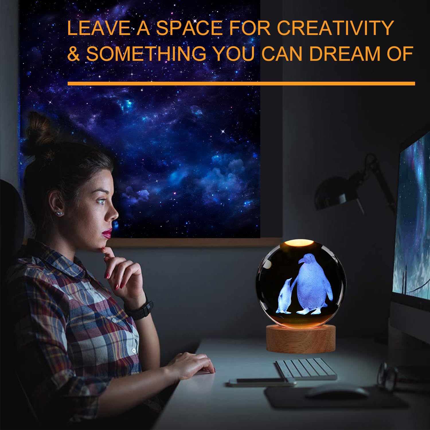 Penguin Night Light, Penguin Gifts, K9 3.15 Inch (80mm) Crystal Ball Night Light with 16 Colors Remote Upgraded Lamp for Birthday Xmas Cool Animal Figurines Gifts for Room Decor Boys Girls