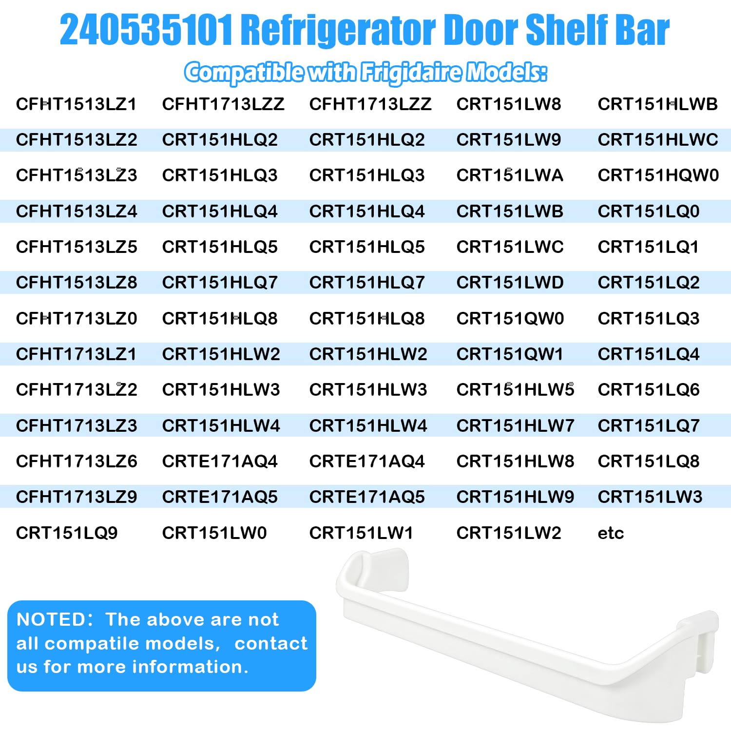 Upgraded 240535101 - Barra de retención para puerta de refrigerador