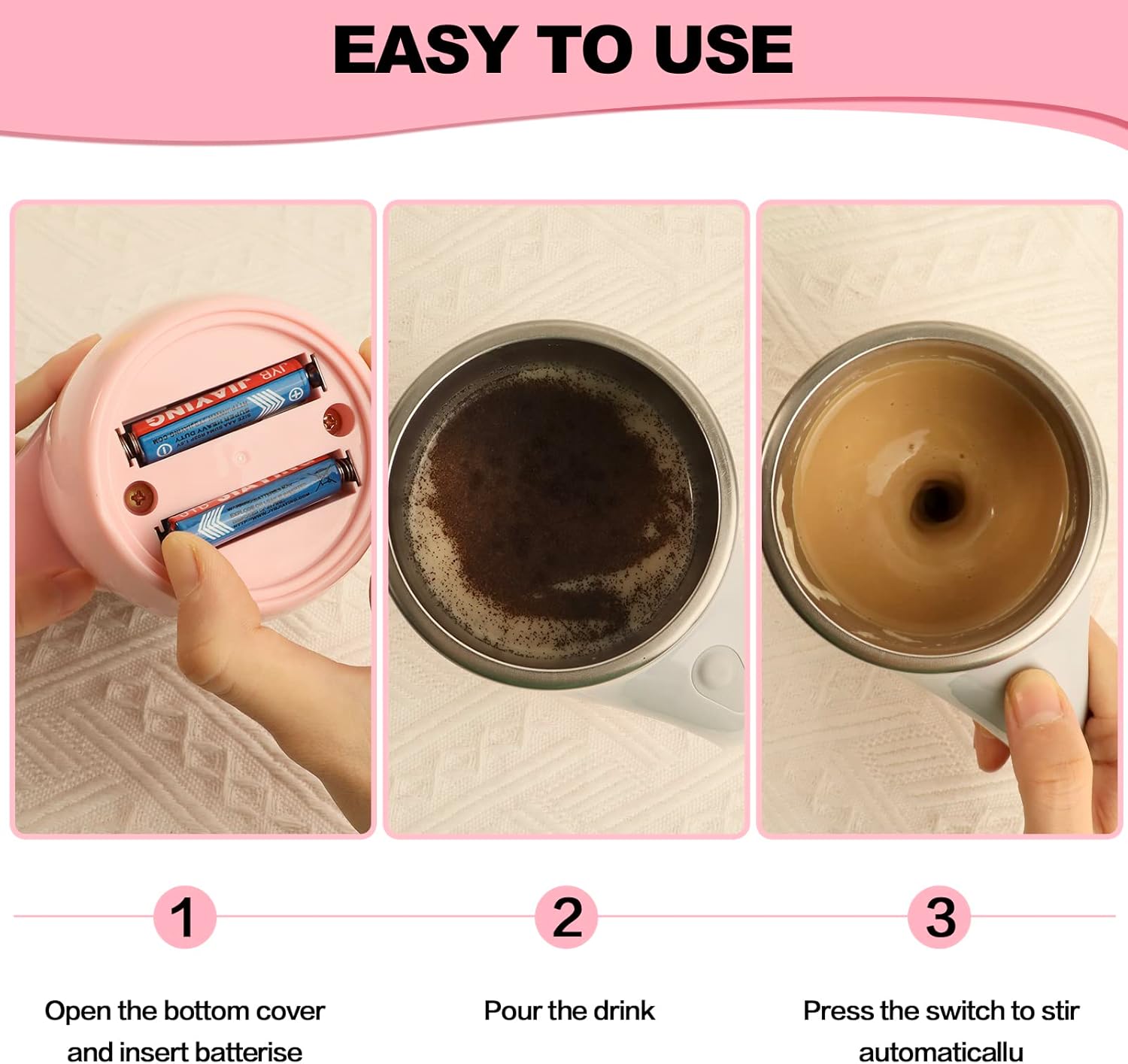 Automatic Magnetic Stirring Coffee Mug, Rotating Home Office Travel Mixing Cup，Funny Electric Stainless Steel Self Mixing Coffee Tumbler, Suitable for Coffee, Milk, Cocoa and Other Beverages - Image 4