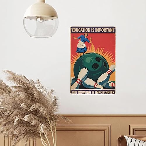 Miniatura 6 de Letrero de lata de humor de bolos, 8 x 12 pulgadas, arte de pared de metal retro para sala de callejón, cueva de hombre y decoración de dormitorio