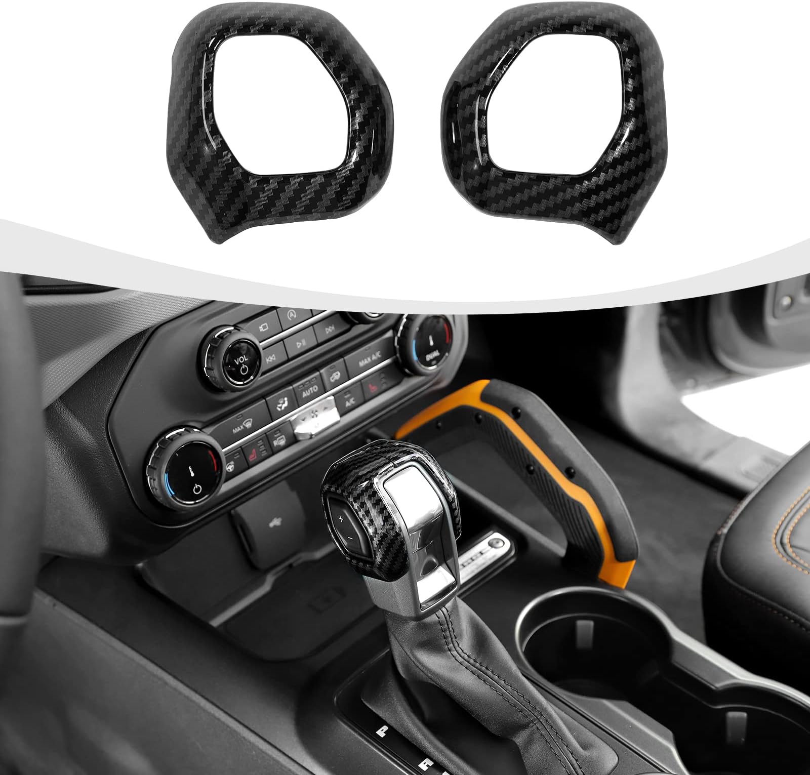 Gear Shift Knob Trim Cover Compatible with 2021-2026 Ford Bronco Interior Accessories, Carbon Fiber