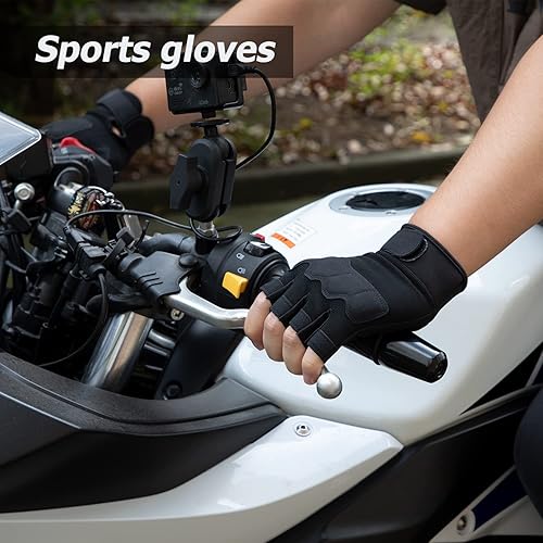 Miniatura 4 de FIORETTO Guantes sin dedos para Airsoft tácticos, para motocicleta, ciclismo, conducción, medio dedo, senderismo, caza, guantes militares