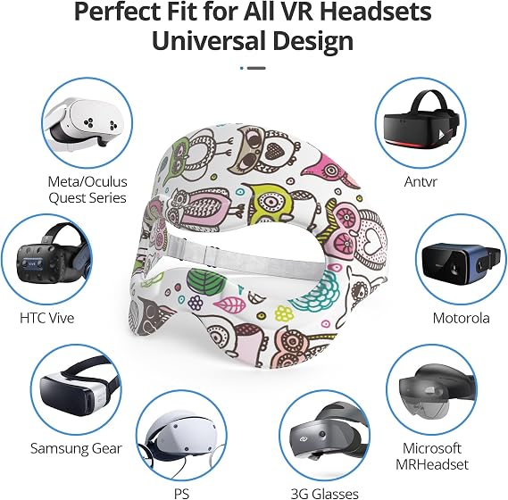 VR Eye Mask Cover Breathable Sweatband Adjustable HMD Pad for VR Workout with Virtual Reality Headset Oculus Quest 2 Go HTC Vive PS VR Gear VR 3 Pack
