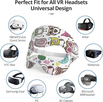 VR Eye Mask Cover Breathable Sweatband Adjustable HMD Pad for VR Workout with Virtual Reality Headset Oculus Quest 2 Go HTC Vive PS VR Gear VR 3 Pack