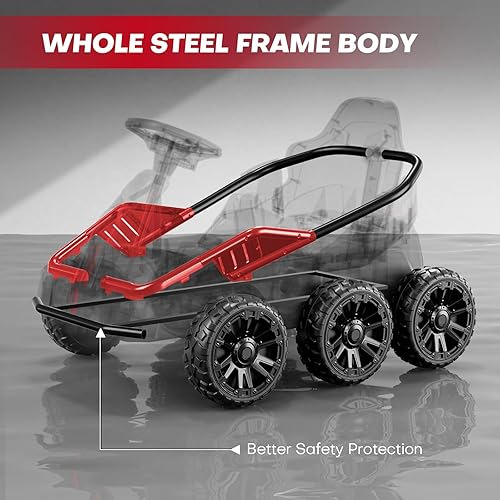 Miniatura 4 de TEOAYEAH Juguetes de paseo de 24 V para niños grandes, 6 ruedas Eva UTV, 4 x 75 W 5.9 MPH potente coche eléctrico, interruptor 4WD2WD, control