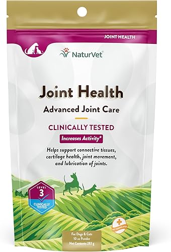 NaturVet Joint Health Suplemento para mascotas de nivel 3 para gatos y perros, ayuda a apoyar la función de la cadera y las articulaciones, incluye