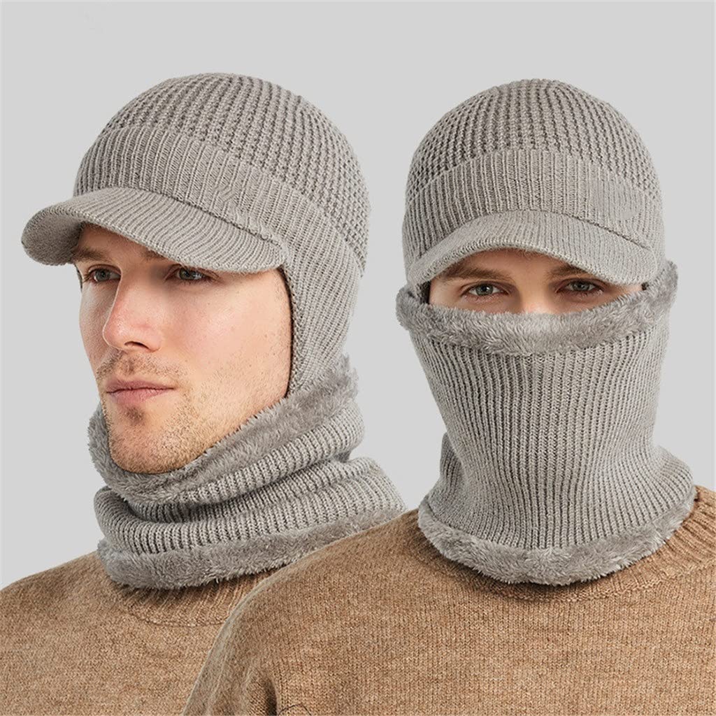 Amazon.com: ZUIAI Man Winter Hat Set with Neck Warmer Scarf Male