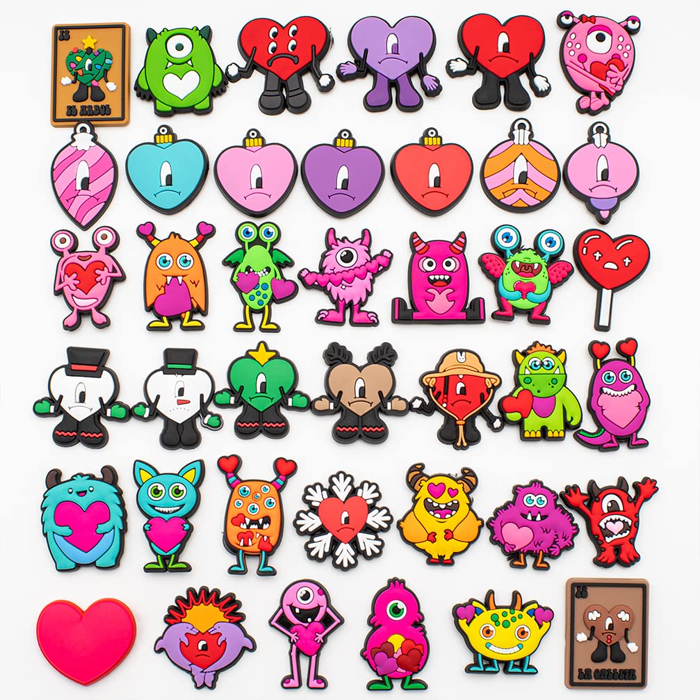 40PCS Valentines Day Heart Croc Charms Cute Cartoon Croc