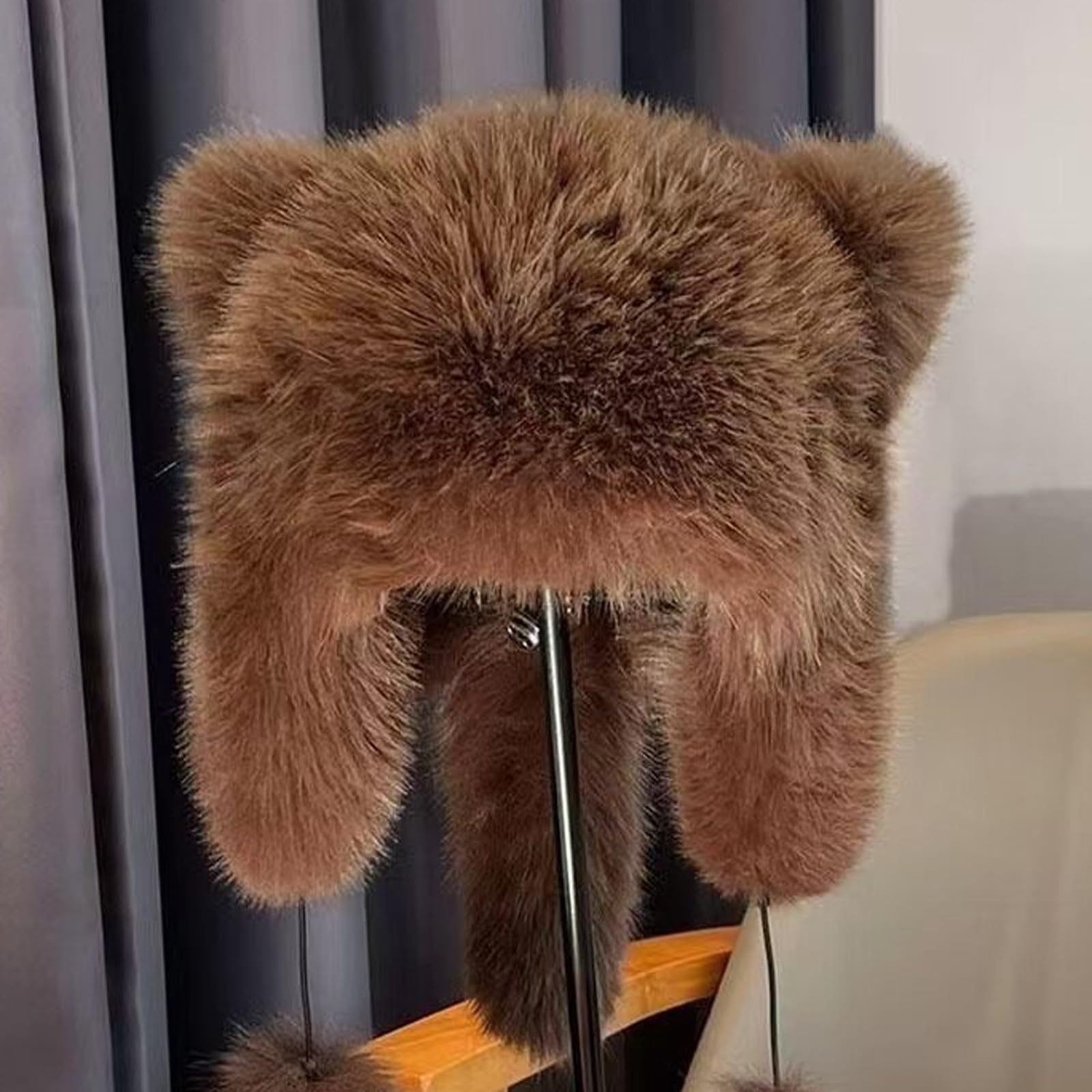 Zaktualizuj czapki zimowe dla kobiet Dwuwarstwowa czapka z polaru z czapką Bobble Pom Pom Hat Urocze style zwierząt,Brown