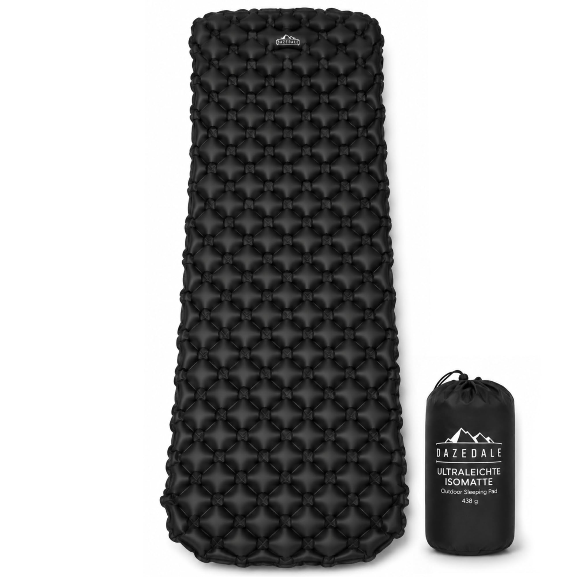 Isomatte Camping [Luftmatratze Ultraleicht mit 438g] Matratze mit Druckknöpfen zum verbinden, Schlafmatte für Outdoor campen | Ultraleichte, geräuscharme Iso-Matte, kleines Packmaß