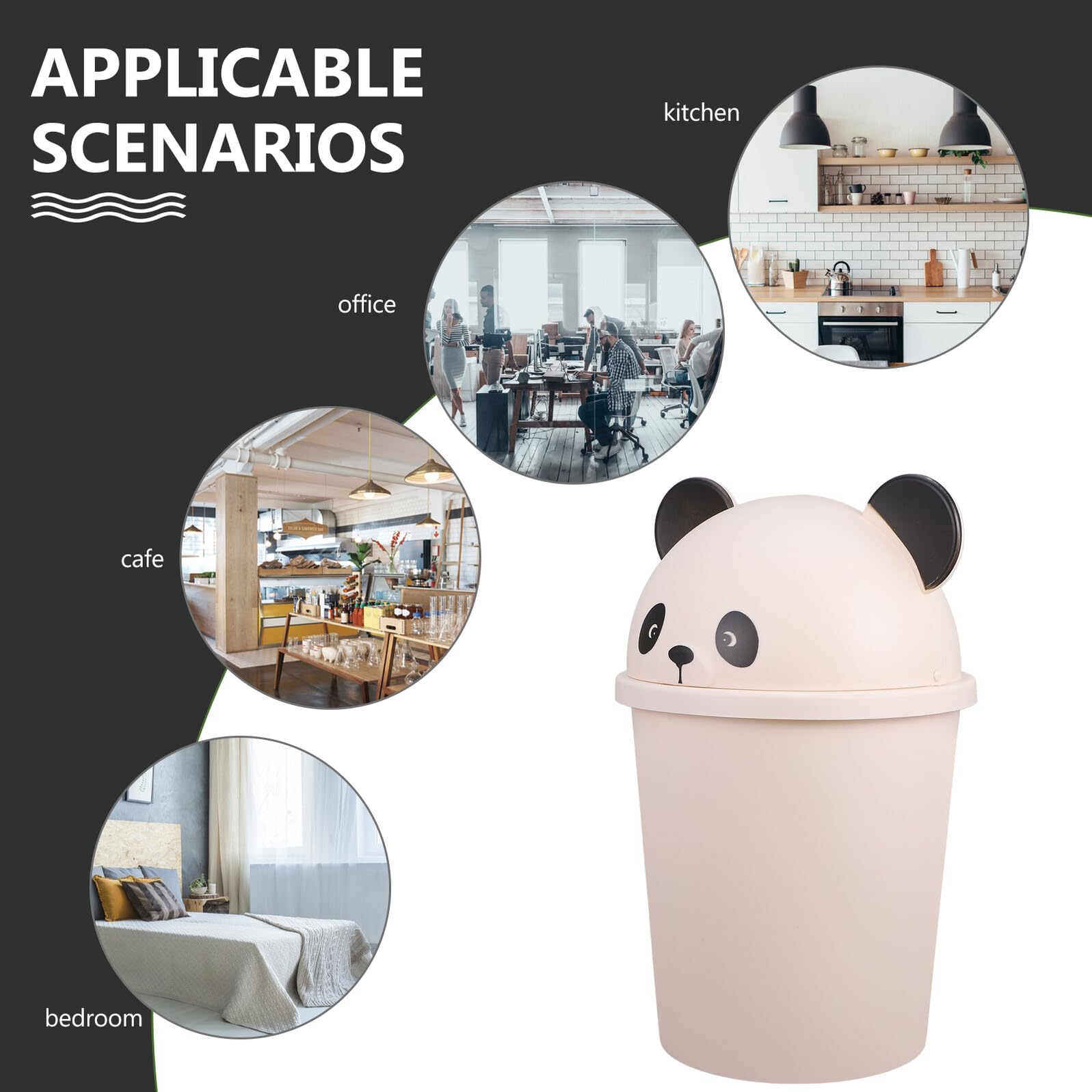 BESPORTBLE Mülleimer mit Deckel Panda 10l aus Kunststoff für Zuhause