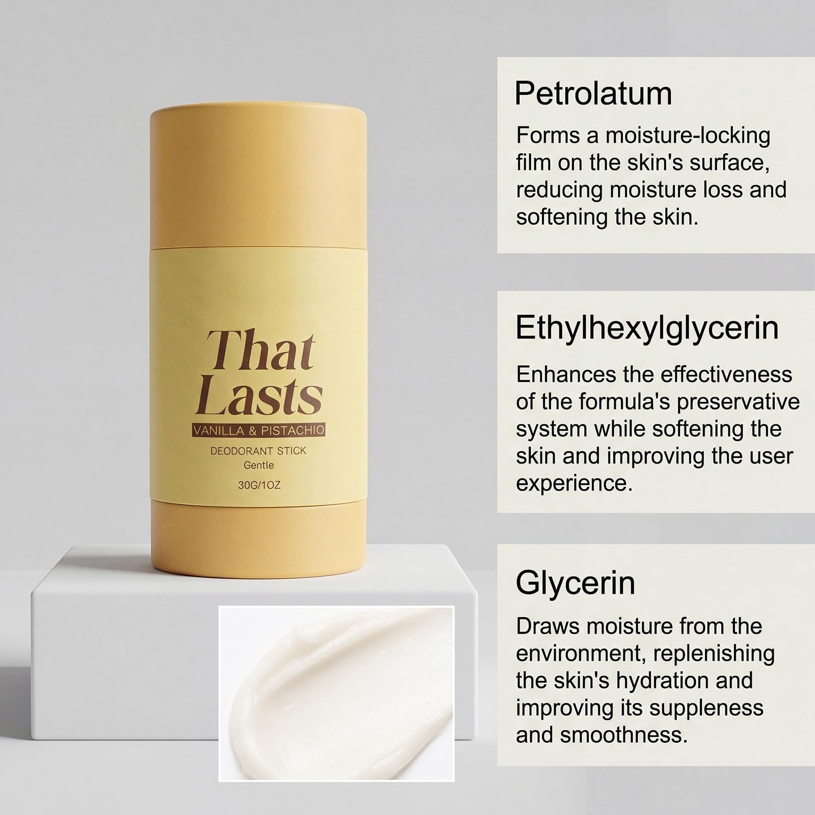 Déodorant Anti-transpirant Roll-on pour les aisselles – Stick parfumé Vanille & Pistache – Protection douce et durable contre les odeurs – Efficacité toute la journée