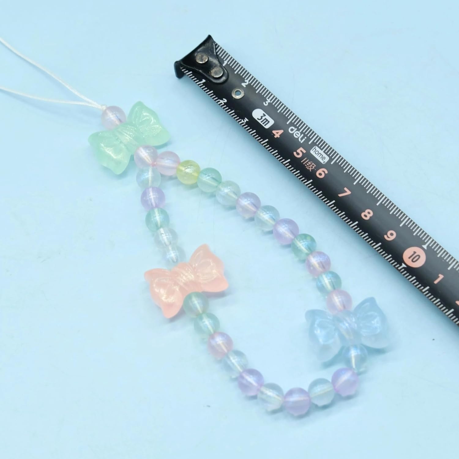 Round Beaded Phone Wrist Strap, Cute Bow Charm Lanyard for Women, Keychain Wristlet Cellphone Charm, Beaded Camera Case Accessory (Pack 2pcs Bow and Flowers) - Image 6