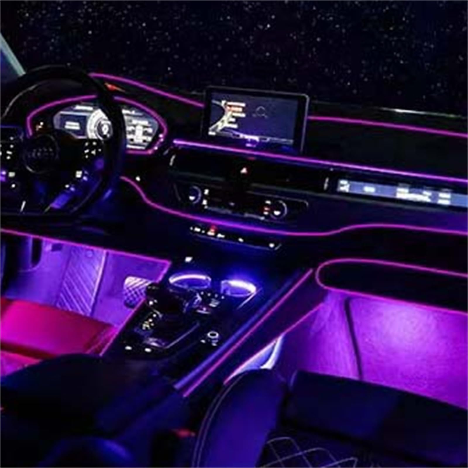 Tira De Luces LED para Coche, Luces LED De Ambiente Interior para Coche, Luz Ambiental RGB Universal, Aplicación De Fibra Óptica, Control De Música, Lámpara De Neón Decorativa Automática,App and 5