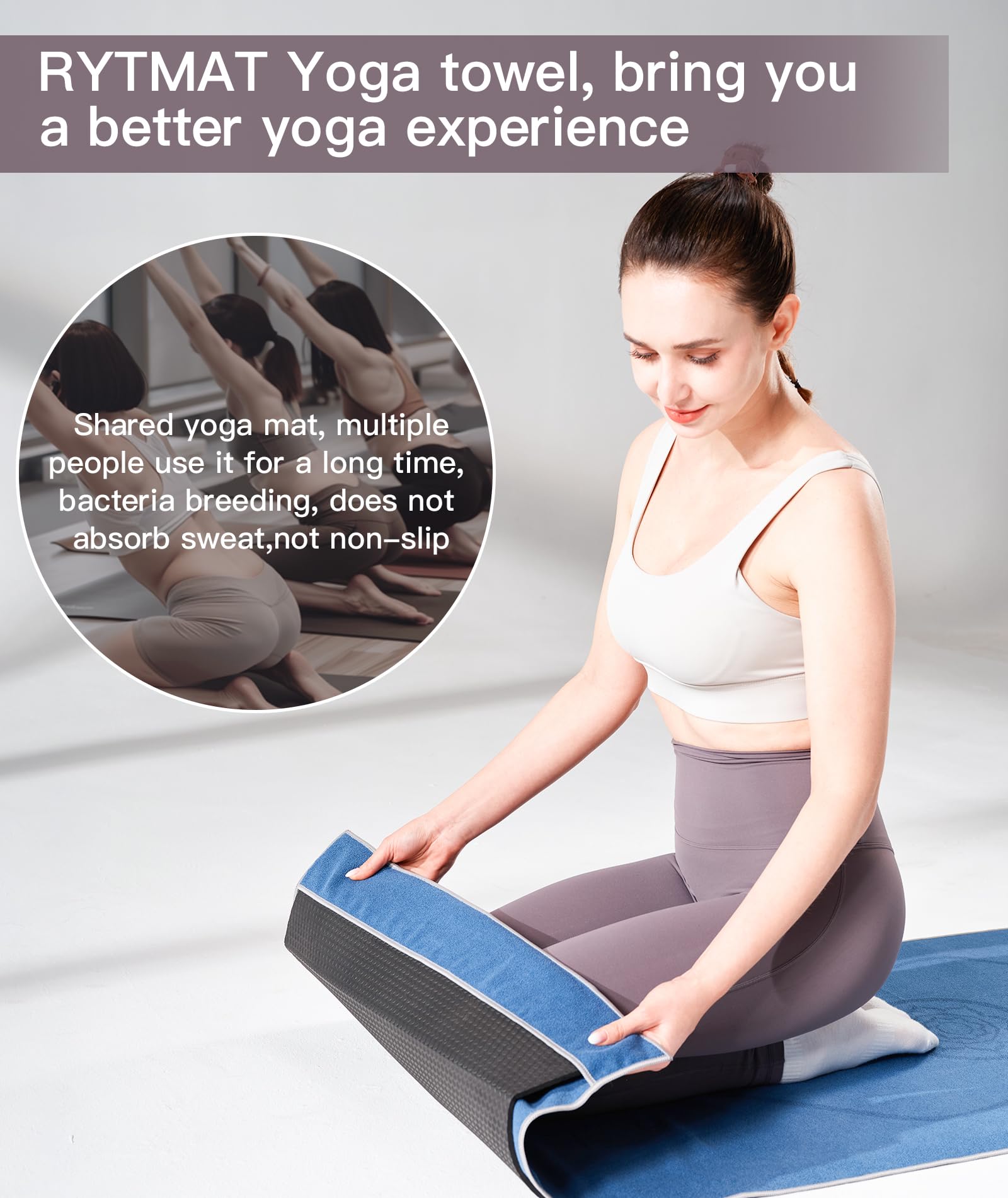 Asciugamano da yoga antiscivolo, 185 × 63 cm, assorbente, ad asciugatura rapida, per hot yoga, morbido asciugamano in microfibra, per palestra, fitness, allenamento