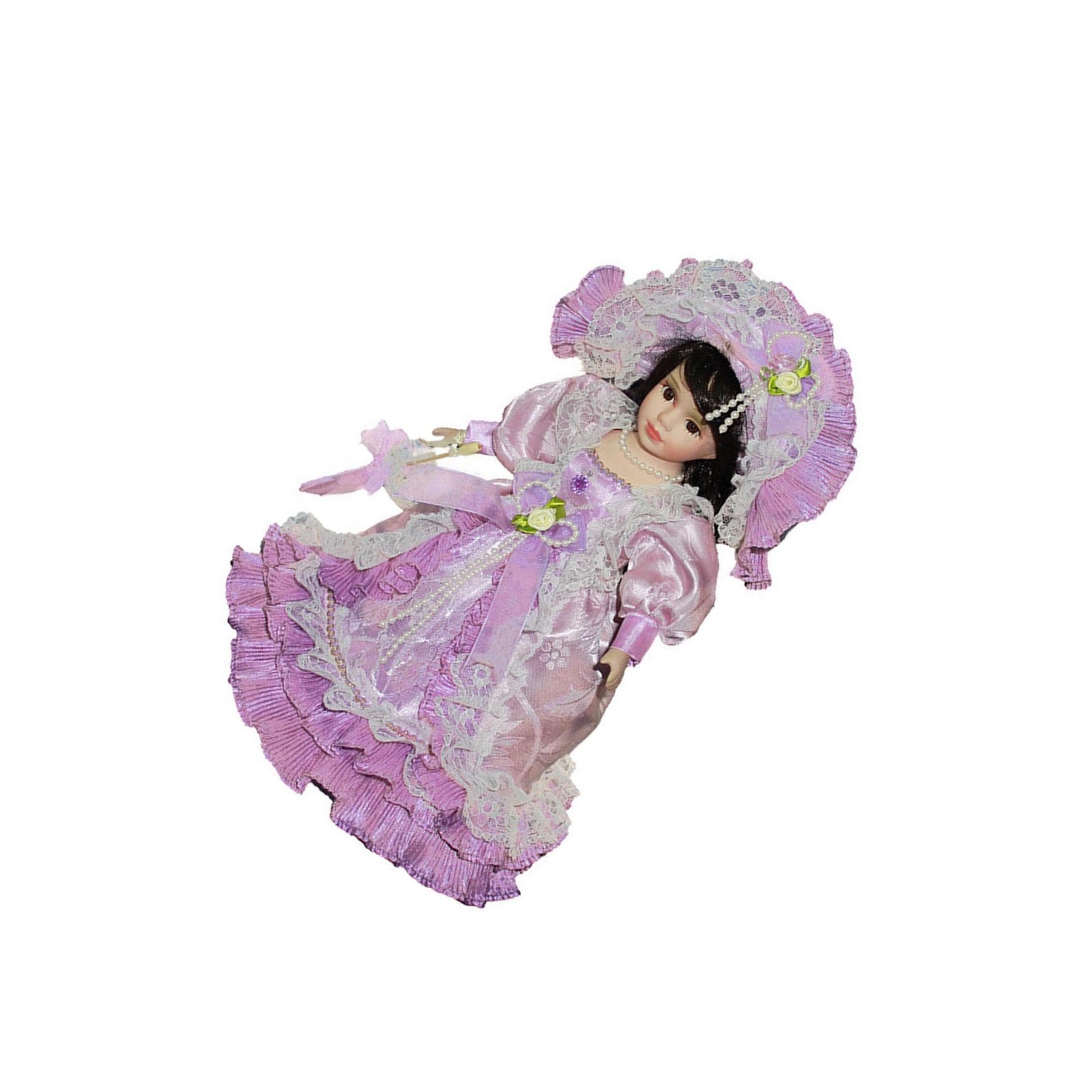 Muñeca de cerámica de mujer elegante con vestido europeo de porcelana fina coleccionable
