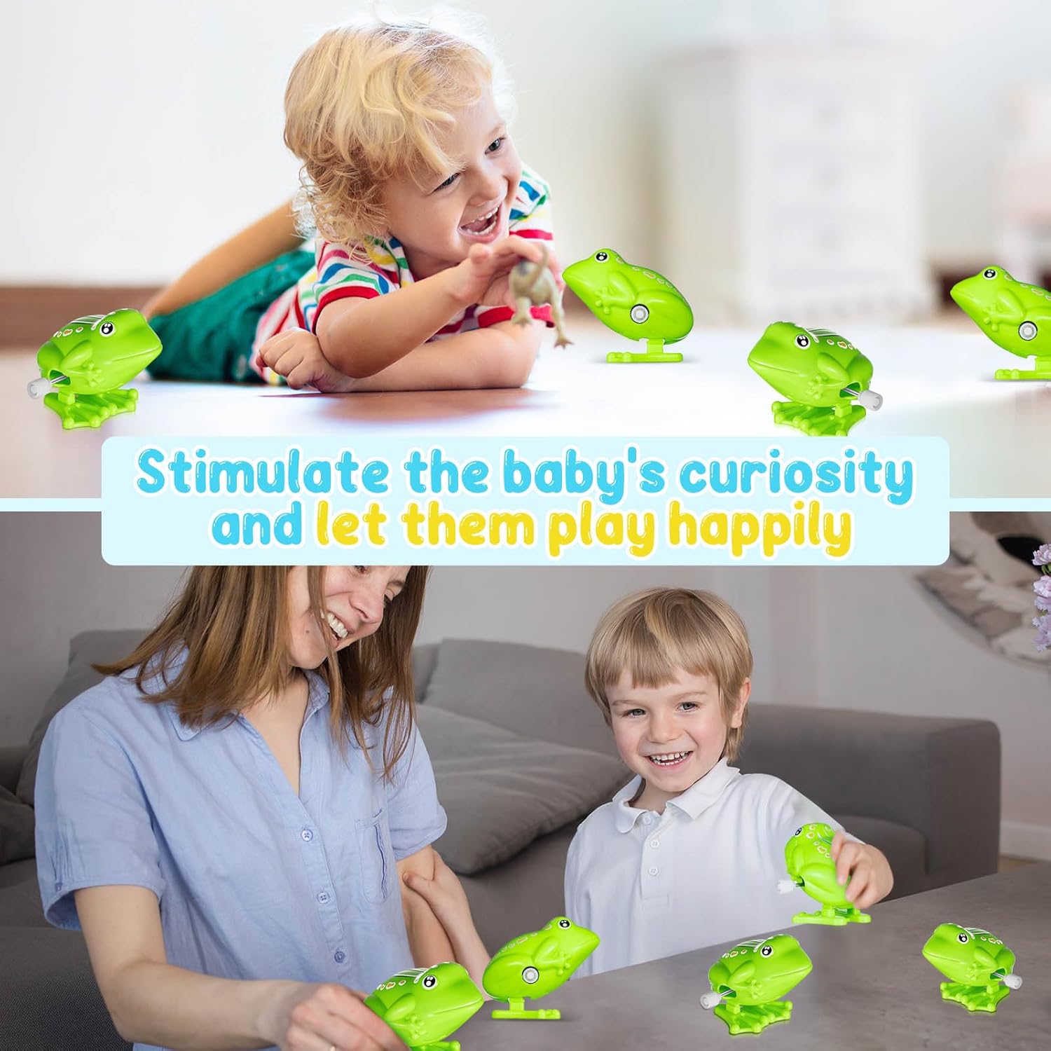 20 Pcs Green Jumping Fun Frog Toys Plastic Cute Clockwork Frog Toy Bulk Toy for Educational Gift