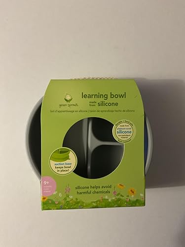 Miniatura 7 de Tazón de aprendizaje de brotes verdes  Ayuda a que el niño desarrolle habilidades alimenticias independientes silicona resistente al calor base de