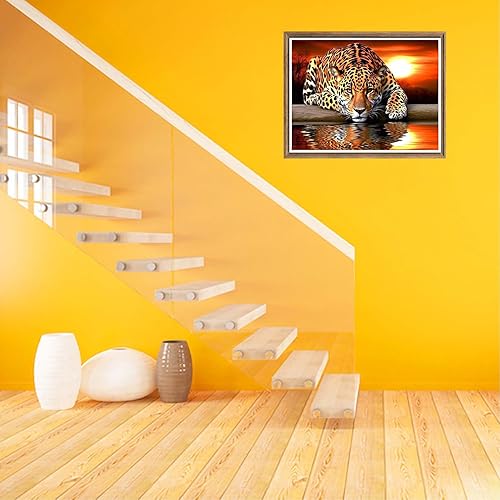 Miniatura 28 de Bimkole Kits de arte de diamantes 5D para adultos, abrazo de tigre blanco, juego de bordado de diamantes de imitación de taladro completo, pintura